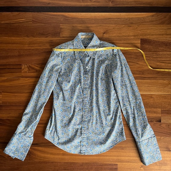 Michael Kors Collection French cuff blue floral print buttoned shirt US2 - Picture 10 of 10